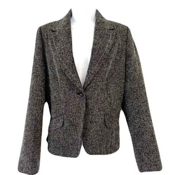 Simply Manakin/ Grey & black peppered/ Buttoned/  Blazer/ Size US 8 - Picture 1 of 16